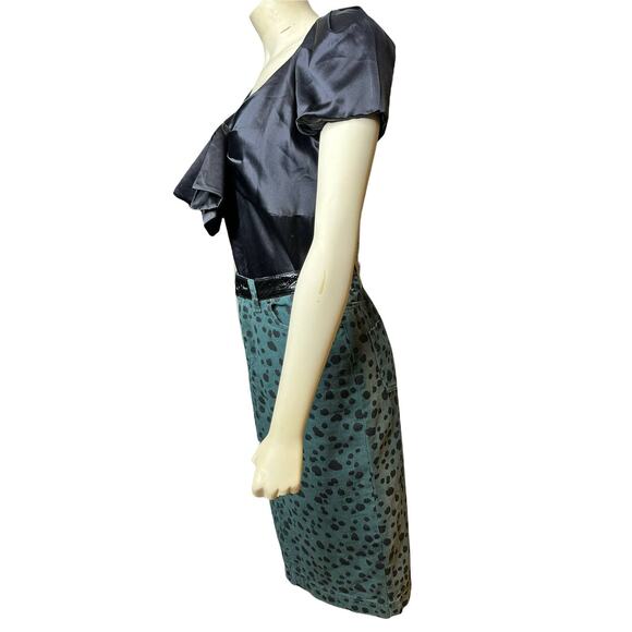 Rachel Antonoff Green Animal Print Patent Leather Hillary Skirt - Picture 3 of 5